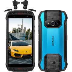 Ulefone Armor 15 4G Smartphone without Contract, 6600 mAh, 12MP + 13MP + 16MP Camera, 6GB RAM + 128GB ROM, 5.45 Inch, MTK Helio G35, Android 12 IP68 Simlock-free Mobile Phones NFC w/TWS Earbuds Blue