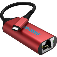 SGEYR USB C tipa LAN adapteris, USB Ethernet adapteris, USB C Ethernet adapteris, USB C Ethernet, USB C Ethernet, USB C tīkla adapteris, USB C uz Ethernet adapteris, MacBook Pro, iMac, iPad Pro, Mac OS, Windows, sarkans