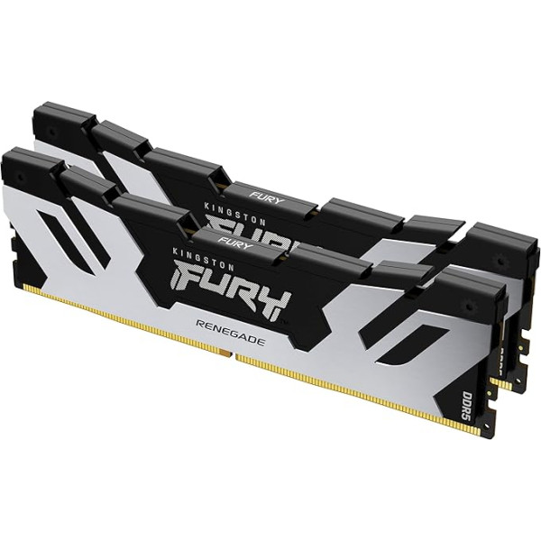 Kingston Fury Renegade DDR5 Silver/Black XMP 64GB 6400MT/s CL32 DIMM galddatora spēļu atmiņa (komplekts ar 2 atmiņām) - KF564C32RSK2-64