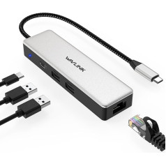 Wavlink USB C zu Ethernet adapteris 2.5Gbps, 10Gbps USB-C PD 100W portatīvo datoru tīkla adapteris, alumīnija RJ45 LAN interneta adapteris Treiber Plug & Play für MacBook, HP, Dell, Lenovo, iPad, iPhone