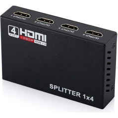 DaMohony HDMI sadalītājs 1 in 4 Out Multi-Resolution Output 4 porti 1080P 3D 4 Way HDMI signāla sadalītājs HDMI slēdža selektors Fire Stick 4K, HDTV, PS4/5, spēļu konsolēm, PC