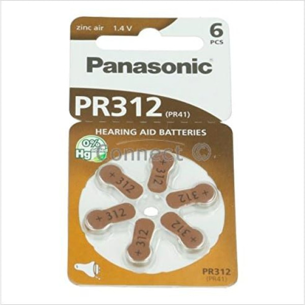 Panasonic PR312 dzirdes aparātu baterijas (10 blisteru iepakojumi/60 baterijas)