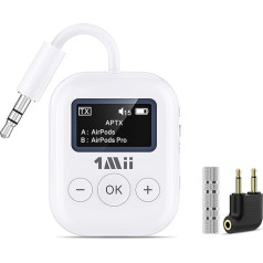 1Mii Bluetooth 5.3 Sender Klinke Bluetooth Adapter für Zwei Airpods, Bluetooth Transmitter mit Bildschirm, Kompatibel mit TV, Stereoanlage, Flugzeug Bluetooth Splitter für 2 Kopfhörer