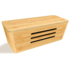 Kabelbox Holz, Kabelmanagement Box,Aufbewahrungsbox für Kabel mit Bambusdeckel, Zum Verstecken von Kabel und Steckdosenleisten, Sie die Computerverkabelung, Lose Drähte