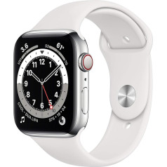 Apple Watch Series 6 (GPS + Cellular, 44MM) - Sudraba sudraba rokassprādze ar sporta jostu Weiß (Bendra)