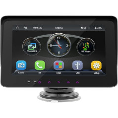 Mulcort Tragbares Autoradio, 17,8 cm (7 Zoll), FM-Radio, kabellos, mit Lenkradfernbedienung, verstellbare Halterung, unterstützt Carplay Android, BT Freisprecheinrichtung, Dual USB, Auto Phone Link