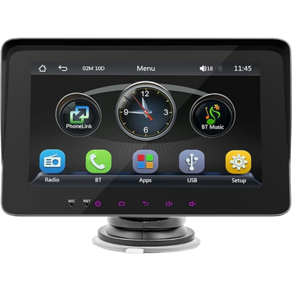 Mulcort Tragbares Autoradio, 17,8 cm (7 Zoll), FM-Radio, kabellos, mit Lenkradfernbedienung, verstellbare Halterung, unterstützt Carplay Android, BT Freisprecheinrichtung, Dual USB, Auto Phone Link