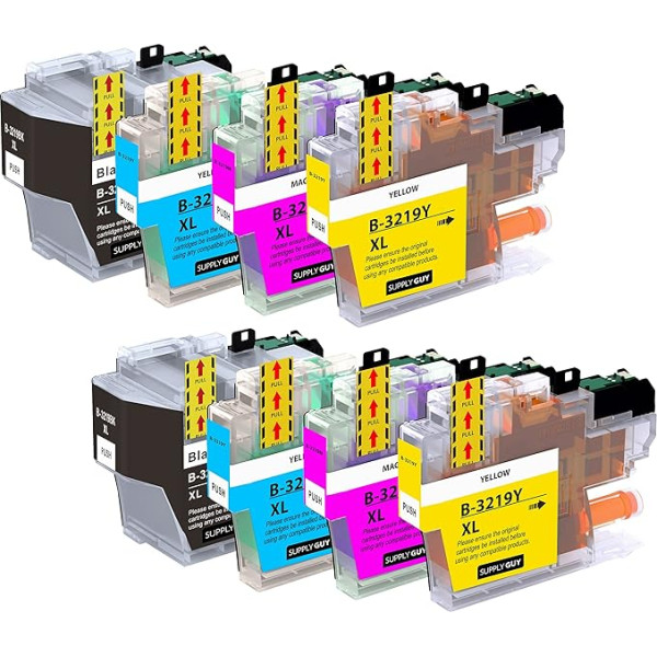 SupplyGuy 8 XL spausdintuvo kasetės suderinamos su Brother LC3219xl Tinka MFC-J5330dw MFC-J5335dw MFC-J5335dwf MFC-J5730dw MFC-J5930dw MFC-J6530dw MFC-J6535dw MFC-J6930dw MFC-J6935dw MFC-J6935dw MFC-J6935dw