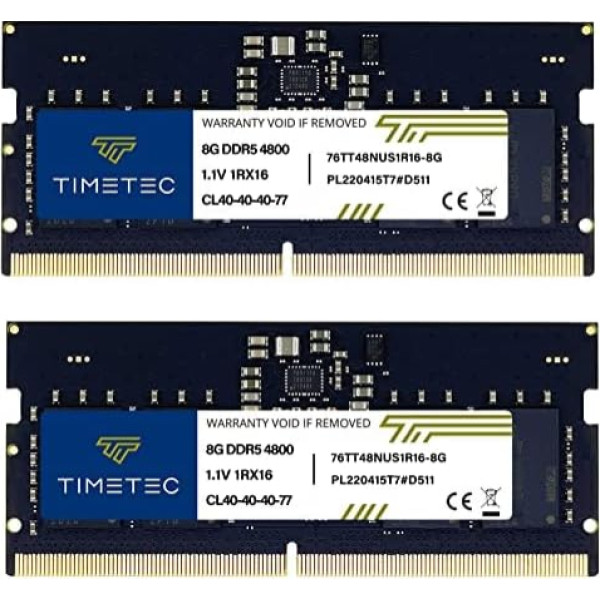 Timetec 8GB DDR5 4800MHz SODIMM operatīvās atmiņas modulis portatīvajam datoram (16GB)