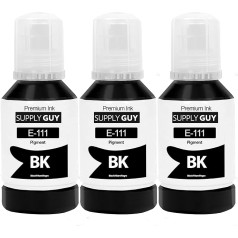 3 x tinte, kas saderīga ar Epson 111 melnā krāsā Ecotank ET-M1100 ET-M1120 ET-M1140 ET-M1170 ET-M1170 ET-M1180 ET-M2120 ET-M2170 ET-M3100 ET-M3140 ET-M3170 ET-M3180 Workforce ST-M1000 0 ST-M3000 (381 ml)