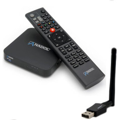 Anadol IP8 4K UHD Smart TV straumēšanas kaste ar 2 operētājsistēmām: Define OS un E2 Linux - SAT-IP TV uztvērējs TV, multivides bibliotēkai, YouTube, HDR, HLG + 600 Mbit WiFi stick