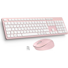 LeadsaiL K786 Tastatur Maus Set Kabellose, Tastatur und Maus, QWERTZ Deutsches Layout Funktastatur mit Maus, Flüsterleiser Tastenanschlag, 2,4 GHz mit 2-in-1 USB Nano Empfänger für PC/Laptop