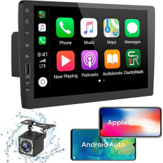 Autoradio 1 DIN mit CarPlay und Android Auto - 9 Zoll Touchscreen mit Bluetooth, Spiegellink, Rückfahrkamera, FM-Radio, USB/SWC