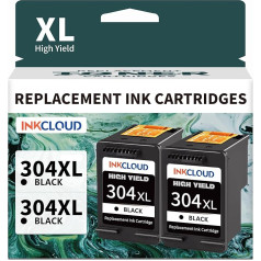 INKCLOUD 304XL Schwarz Ersatz für HP 304 Druckerpatronen Schwarz XL für HP Envy 5030 5010 5020 5000 5032 für HP DeskJet 3750 3760 2620 3720 2630 2622 3762 3735 (2 Schwarz)