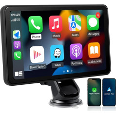 Bezvadu Apple CarPlay un Android auto, CARabc 7 collu skārienjūtīgais ekrāns, atskaņošanas auto radio ar GPS, Android bezvadu auto stereo, Siri/Bluetooth/FM/AUX, Airplay