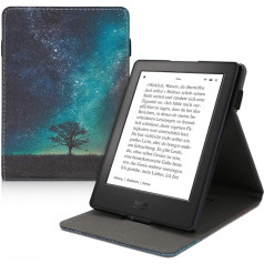 kwmobile Case Compatible with Kobo Aura H2O Edition 2 Case - Case with Loop and Stand - Galaxy Tree Meadow Blue Grey Black