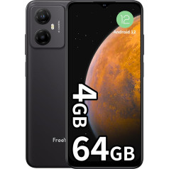 FreeYond F9 (2023) 4GB + 64GB/1TB paplašināma, Mobilais tālrunis lēti bez līguma, 8 kodolu procesors, 5000 mAh, 6,52 collu HD+ displejs, Android 12 viedtālrunis 4G, 13 MP AI kamera, Face ID / Dual SIM, melns