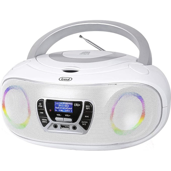 Trevi CMP 583 DAB Stereo with Digital Waves DAB/DAB+ and FM with RDS, Alphanumeric Display with High Readability, CD Player, MP3 Player, USB, AUX-IN, Headphone Jack Bianco