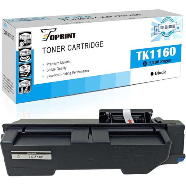 TOPRINT suderinama tonerio kasetė TK-1160 TK1160 TK 1160 7200 puslapių juoda, skirta Kyocera ECOSYS P2040 P2040dn P2040dw spausdintuvui