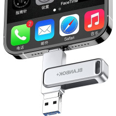 BLANBOK+ MFi Certified USB Stick for Phone 128 GB, Memory Stick for Phone Pad/Android/PC