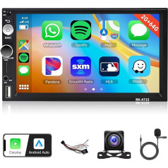 2G + 64G Android 13 Auto radio 2 DIN ar bezvadu Carplay Android auto GPS navigācija WiFi ISO kabelis 7 collu skārienjūtīgais ekrāns Auto radio ar spoguļa saiti Bluetooth FM/RDS/DAB/OBD stūres vadības stūres rats