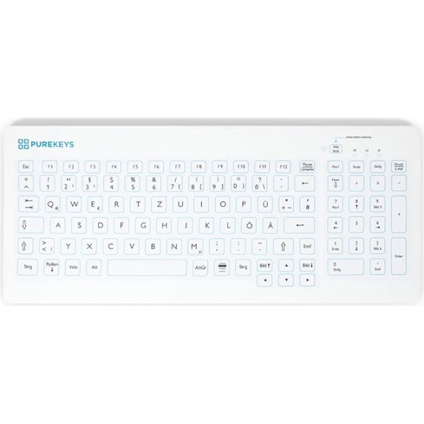 PUREKEYS Disinfectable Medical Keyboard - Compact Version | Wireless | Optimal Hygiene