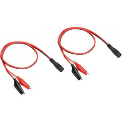 sourcing map DC Power Verlängerungskabel DC 5,5 x 2,1 mm Buchse auf Krokodilklemme Kabelverbinder für LED-Streifen CCTV, Schwarz Rot, 2 Stück