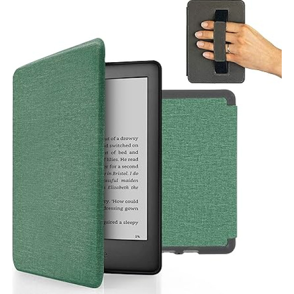 MyGadget futrālis Amazon Kindle Paperwhite 10. paaudzes (2019. gada modelis - J9G29R - 6 collas) ar siksniņu un automātiskās miega/modināšanas funkciju - flipa futrālis tirkīza krāsā