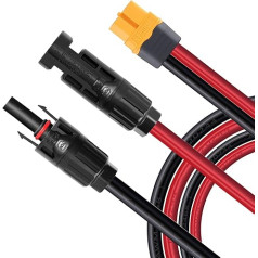 ZkeeShop Saules uzlādes kabelis Saules kontaktdakša uz XT60 adaptera kontaktdakšas savienojums saules paneļa 12AWG kabelim EF Delta 2 River Pro saules ģeneratora portatīvajai elektrostacijai (15,24 m)