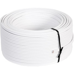Misterhifi 20 m skaļruņu kabelis 2 x 1,5 mm², stiepļu vijums: 2 x 48 x 0,2 mm, balta izolācija, 99,99% OFC vara kabelis, ražots Vācijā, skaļruņu kabelis/audio kabelis skaļruņiem un mājas kinozālēm