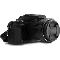 MegaGear MG1533 Nikon Coolpix P1000 Ever Ready Leder kamera ar aizmugurējo bļodiņu un trajektoriju - melna - Schwarz