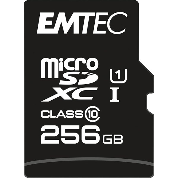 EMTEC ECMSDM64GXC10GP Class 10 Elite Gold UHS-I U1 Micro SD Card with Performance Adapter, Read Speed up to 90MB/s, Black/Gold, 256GB