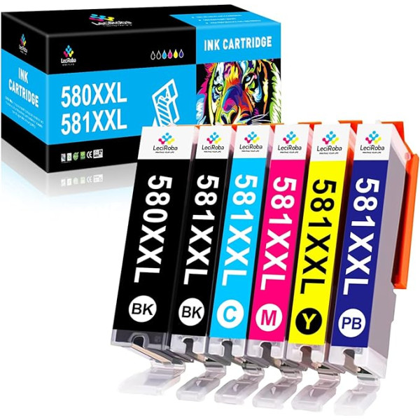 LeciRoba 580XXL 581 XXL printeru kasetnes priekš Canon printeru kasetnēm 580 581 Multipack un Canon PGI-580 XXL CLI-581 XXL priekš Canon TR7500 TR8500 TS6100 TS6200 TS6300 TS700 TS8200 TS8350 TS8350 9150