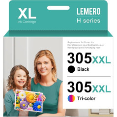 Lemero 305 XL saderīgas ar HP 305 melnas krāsas kasetnes HP Deskjet 2720e 2720 2710 2710 2710 2700 2700 2700e Plus 4120e 4100e Envy 6000e 6000 6020e 6032e 6420e 6430 6430 6400e kasetnēm.