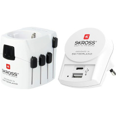 Skross 1.103145 Ceļojumu adapteris Pro un USB lādētājs ar USB-C un USB portu