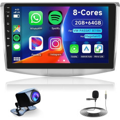 Hodozzy 2G+64G 8 kodolu Android auto radio Volkswagen Magotan/CC 2010-2014 VW Passat B7/B6 2010-2015 10,1 collu IPS skārienjūtīgais ekrāns ar DSP navigāciju Apple Carplay Android Auto WiFi Bluetooth FM RDS radio