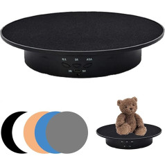 YWNYT Electric Turntable for Photography, 20 cm Diameter, Bearing 8 kg, 90-180-360 Degree Rotating Turntable, Motorised Turntable, Display Stand, with 5 PVC Backgrounds