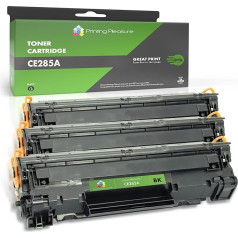 Spausdinimo malonumas 3 vnt. CE285A CRG 725 tonerio, suderinamo su HP Laserjet Pro P1102 P1102W M1210 M121212NF M1213NF M1217NFW M1130 Canon I-Sensys LBP6000 LBP6020 MF3010 - juodas, didelės talpos