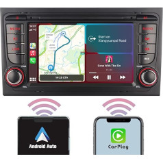 YZKONG Auto radio Audi A4 S4 RS4 2003-2012, saderīgs ar Wireless Carplay Android Car, 7 collu skārienjūtīgā ekrāna auto radio uztvērējs AM/FM/Bluetooth/USB