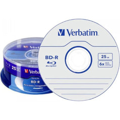 1x25 Verbatim BD-R Blu-Ray 25GB 6x ātrums Datalife bez identifikācijas kaste