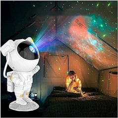 Astronauta gaismas projektors - Astronauta galaktikas projektors ar taimeri un tālvadības pulti, USB barošanas kosmosa prožektora lampa, 360° regulējams astronauta zvaigžņotas nakts gaismas projektors telpu dekorēšanai