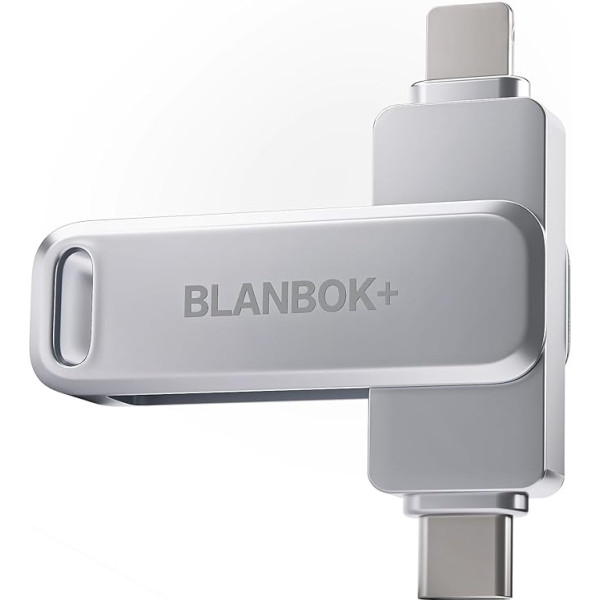 BLANBOK+ MFi sertificēts 128 GB USB zibatmiņas diskdziņš, atmiņas karte telefonam/padatoram/ Android mobilajam tālrunim/lapdatoram/ datoram