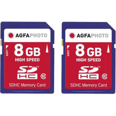 AgfaPhoto 2 gab. zibatmiņas atmiņas kartes SDHC 10408 - ietilpība 16 GB + 16 GB - zilā krāsā