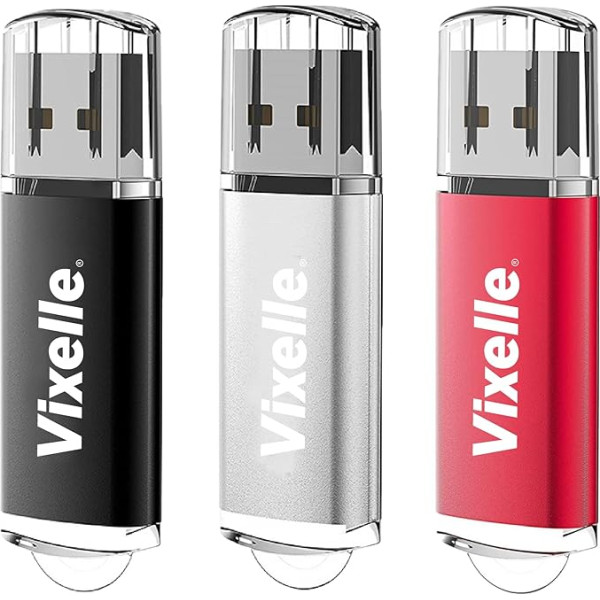 Флэш-накопители Vixelle 3 Pack 16GB High Speed USB 2.0, компактные и портативные USB-накопители с петлей для брелка и колпачком, 16GB Pen Drive USB Stick для PC, Mac, TV, Car Audio