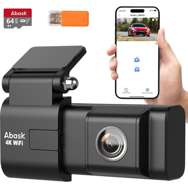 Abask Dashcam Automobiļu priekšējā 4K WiFi