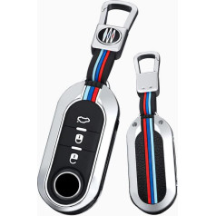 HIBEYO Flip Key Automašīnas atslēgu futrālis piemērots Fiat vāka aizsargvāciņam Atslēgu futrālis Fiat modeļiem Grande Punto Evo Panda Bravo Stilo 500 L Lancia Y Delta Musa Atslēgu kaste A Silver