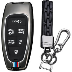 KUNIO Atslēgu futrālis piemērots Hyundai Tucson NX4 Ioniq 5 Santa Fe Nexo 2021 2022 2023 Atslēgu aizsardzība Metāla korpuss Atslēgu vāciņš Key Fob 6 pogas Black