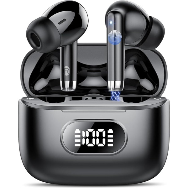 Bluetooth austiņas, bezvadu Bluetooth 5.3 In-Ear austiņas Bluetooth ar 4 ENC trokšņu slāpēšanas mikrofonu, bezvadu austiņas 50H Earbuds Deep Bass, LED displejs, IP7 ūdensizturīgas austiņas