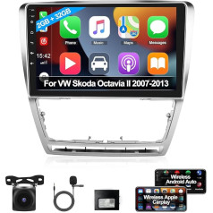 2+64G Android 13 Carplay auto radio VW Skoda Octavia 2007-2014 ar Sat NAV Android Car, Double DIN 10,1 collu ekrāns radio ar Bluetooth, WiFi FM/RDS atpakaļgaitas kamera