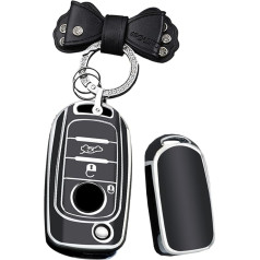 HIBEYO Flip Key Auto atslēgu futrālis piemērots Fiat Toro Tipo Freedom Egea 500X Toro Grazie Nuovo Silikona aizsargājošs atslēgu futrālis Dodge Neon atslēgu kastītei ar tālvadības pulti - melns